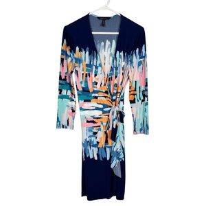 BCBGMAXAZRIA Adele Wrap Dress Size Medium Multicolor Print